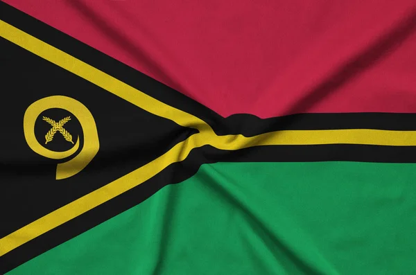 Vlajka Vanuatu Zobrazen Sportovní Tkanina Tkaniny Mnoha Záhyby Sportovní Tým — Stock fotografie