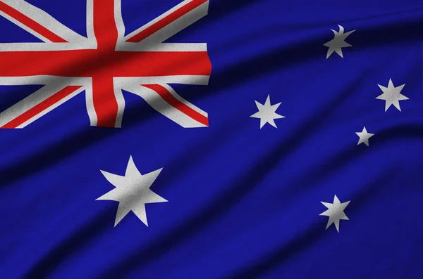 Bandera Australia Representa Tejido Tela Deportiva Con Muchos Pliegues Equipo — Foto de Stock