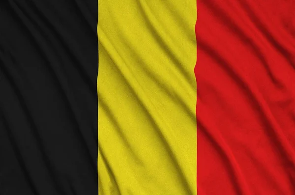 Βέλγιο Σημαία Απεικονίζεται Ένα Σπορ Ύφασμα Πολλές Πτυχώσεις Ομάδα Αθλητισμός — Φωτογραφία Αρχείου