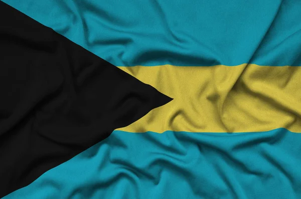 Bandera Bahamas Representa Tejido Tela Deportiva Con Muchos Pliegues Equipo — Foto de Stock