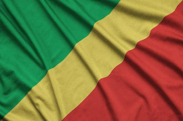 Bandiera Congo Raffigurato Tessuto Stoffa Sportiva Con Molte Pieghe Squadra — Foto Stock