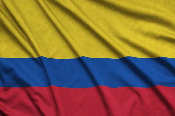 Vlag Van Colombia Afgebeeld Een Sport Doek Stof Met Vele — Stockfoto