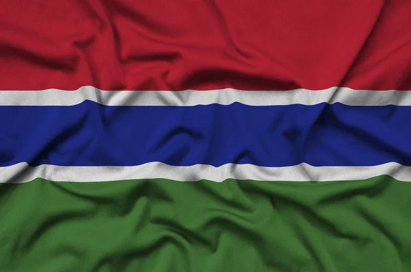 Vlag Van Gambia Afgebeeld Een Sport Doek Stof Met Vele — Stockfoto