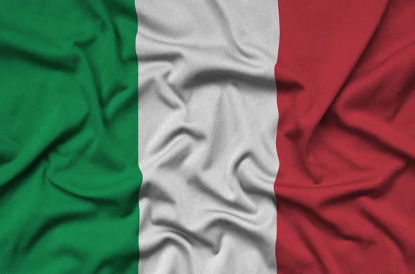 Bandera Italia Representa Tejido Tela Deportiva Con Muchos Pliegues Equipo — Foto de Stock