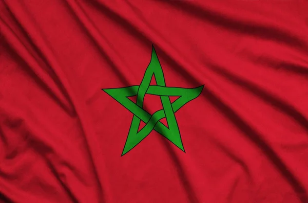 Morocco Flag Depicted Sports Cloth Fabric Many Folds Sport Team — Stock Photo, Image