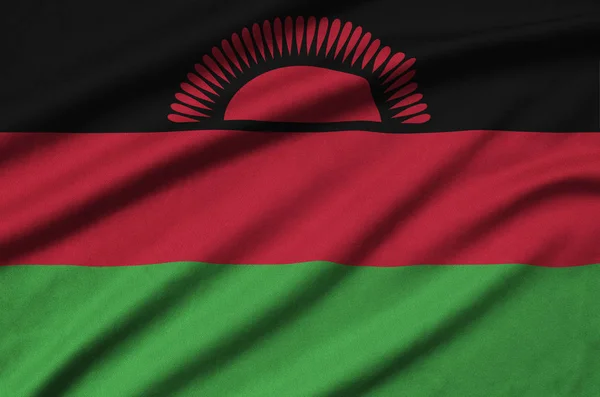 Malawis Flagga Avbildad Sport Tyg Med Många Veck Sport Team — Stockfoto