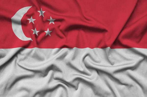 Singapore Flag Depicted Sports Cloth Fabric Many Folds Sport Team — Stock Photo, Image