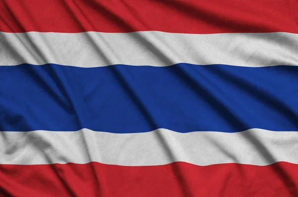 Bandera Tailandia Representa Tejido Tela Deportiva Con Muchos Pliegues Equipo — Foto de Stock