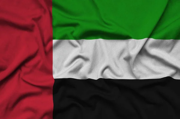 Die Fahne Der Vereinigten Arabischen Emirate Ist Auf Einem Sportstoff — Stockfoto