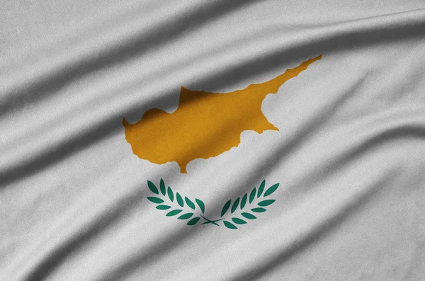Cypern Flagga Avbildad Sport Tyg Med Många Veck Sport Team — Stockfoto