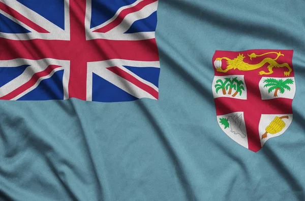 Прапор Фіджі Зображена Спорт Тканини Тканини Багатьох Складок Спорт Команда — стокове фото
