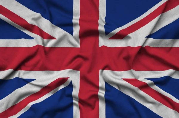 Nagy Britannia Zászló Sok Ráncok Sport Szövet Szövet Ábrázolja Sport — Stock Fotó