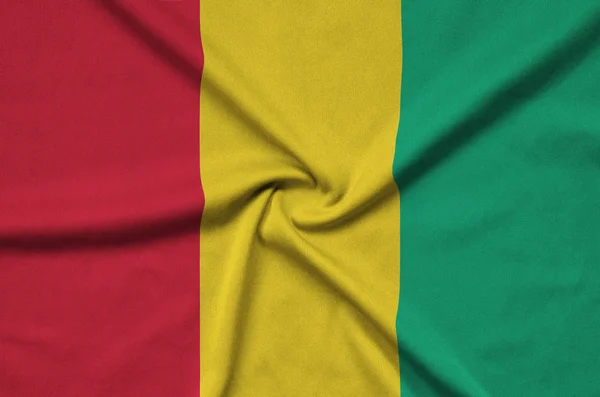 Bandera Guinea Representa Tejido Tela Deportiva Con Muchos Pliegues Equipo — Foto de Stock