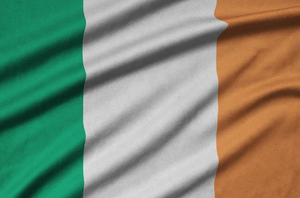 Drapeau Irlande Est Représenté Sur Tissu Tissu Sport Avec Nombreux — Photo