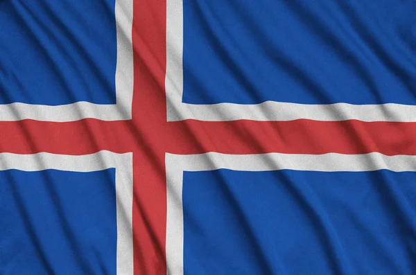 Bandera Islandia Representa Tejido Tela Deportiva Con Muchos Pliegues Equipo — Foto de Stock