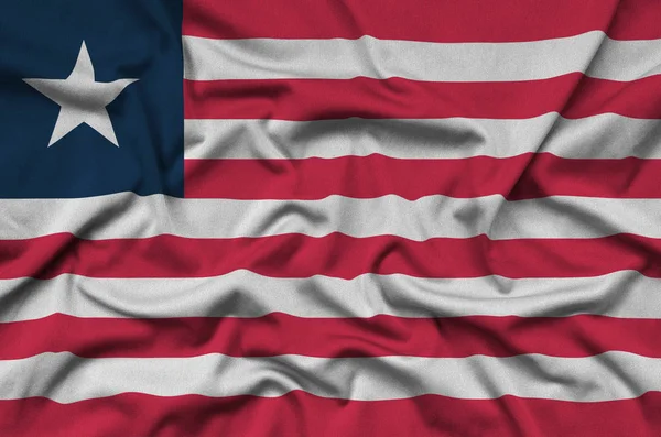 Bandera Liberia Representa Tejido Tela Deportiva Con Muchos Pliegues Equipo —  Fotos de Stock
