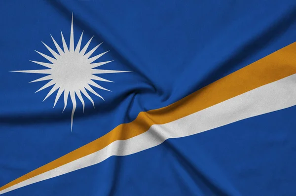 Marshallöarnas Flagga Avbildad Sport Tyg Med Många Veck Sport Team — Stockfoto
