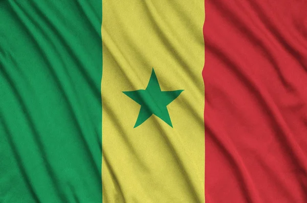 Bandeira Senegal Representado Tecido Pano Esportes Com Muitas Dobras Esporte — Fotografia de Stock