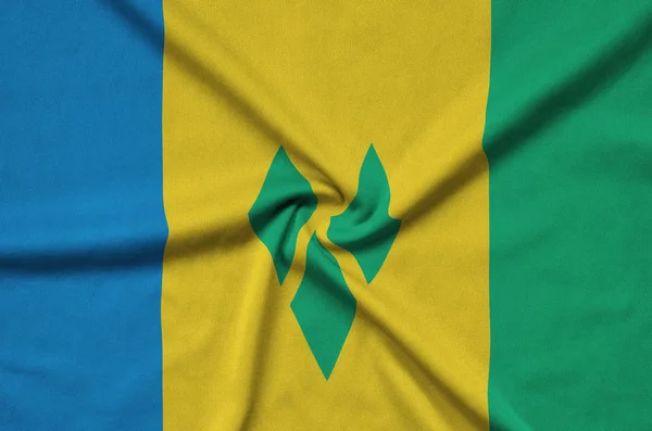 São Vicente Granadinas Bandeira Representado Tecido Tecido Desportivo Com Muitas — Fotografia de Stock