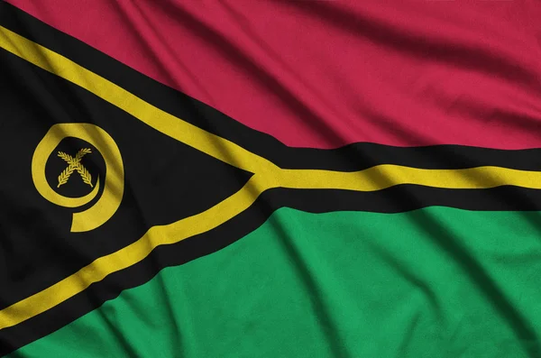 Bandera Vanuatu Representa Tejido Tela Deportiva Con Muchos Pliegues Equipo — Foto de Stock