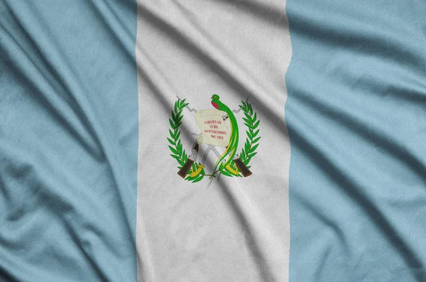 Guatemala Flag Depicted Sports Cloth Fabric Many Folds Sport Team Stock Picture