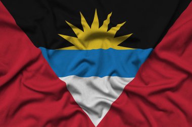 Antigua and Barbuda flag  is depicted on a sports cloth fabric with many folds. Sport team waving banner clipart