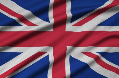 Büyük Britanya bayrağı ile birçok çiziklere spor bez kumaş üzerinde tasvir edilmiştir. Spor takım sallayarak afiş