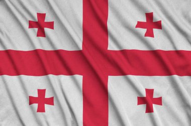 Georgia bayrağı ile birçok çiziklere spor bez kumaş üzerinde tasvir edilmiştir. Spor takım sallayarak afiş