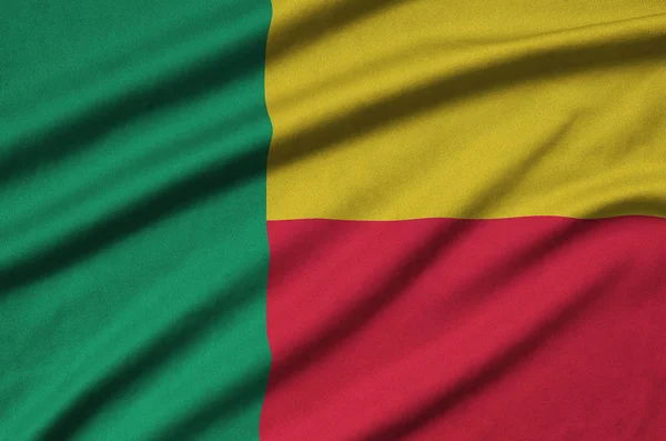 Benin Flag Depicted Sports Cloth Fabric Many Folds Sport Team — Stock Photo, Image