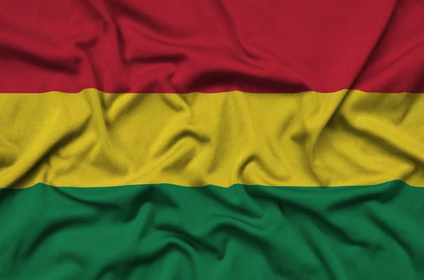 Drapeau Bolivie Est Représenté Sur Tissu Tissu Sport Avec Nombreux — Photo