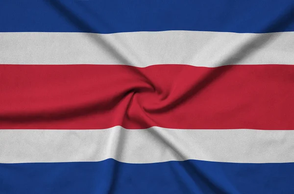 Прапор Коста Ріка Зображена Спорт Тканини Тканини Багатьох Складок Спорт — стокове фото