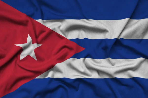 キューバの旗は多くの襞とスポーツの布生地に描かれています スポーツ チームを振ってバナー — ストック写真