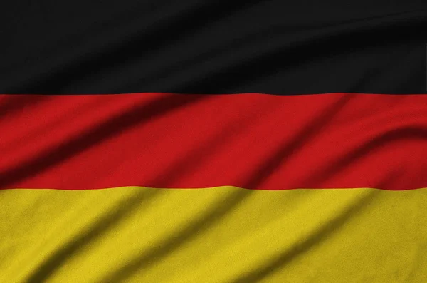 Флаг Германии Изображен Спортивной Ткани Множеством Складок Спортивная Команда Размахивает — стоковое фото