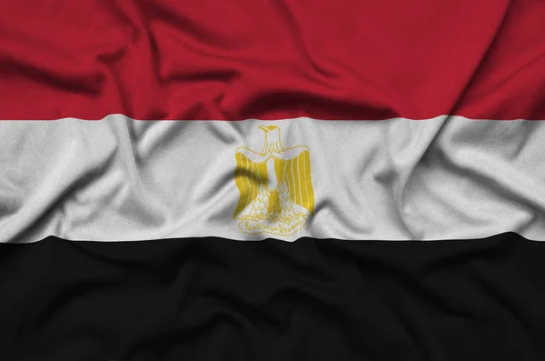Флаг Египта Изображен Спортивной Ткани Множеством Складок Спортивная Команда Размахивает — стоковое фото