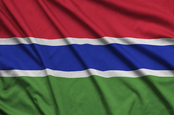 Vlag Van Gambia Afgebeeld Een Sport Doek Stof Met Vele — Stockfoto