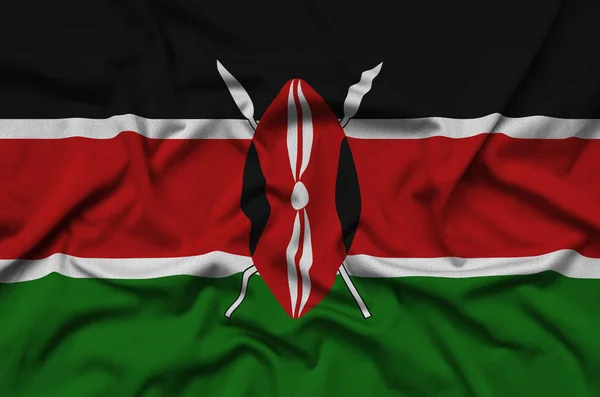 Bandiera Kenya Raffigurato Tessuto Stoffa Sportiva Con Molte Pieghe Squadra — Foto Stock