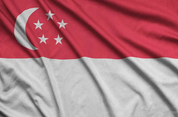 Singapore Flag Depicted Sports Cloth Fabric Many Folds Sport Team — Stock Photo, Image