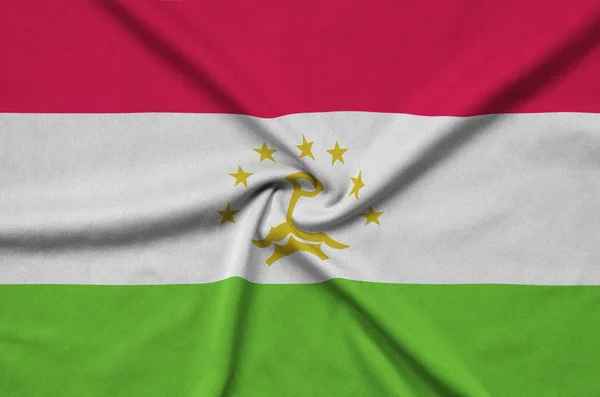 Tajikistan Flag Depicted Sports Cloth Fabric Many Folds Sport Team — Stock Photo, Image