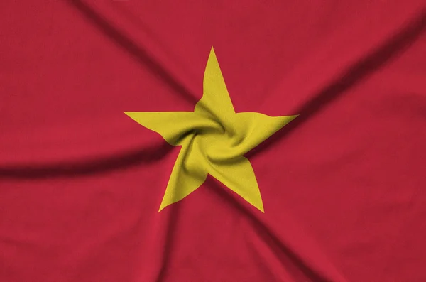 Bendera Vietnam Digambarkan Pada Kain Kain Olahraga Dengan Banyak Lipatan — Stok Foto