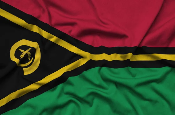 Bandera Vanuatu Representa Tejido Tela Deportiva Con Muchos Pliegues Equipo — Foto de Stock