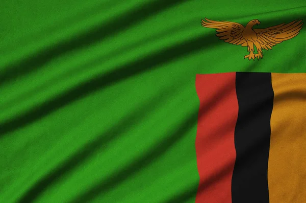 Vlag Van Zambia Afgebeeld Een Sport Doek Stof Met Vele — Stockfoto