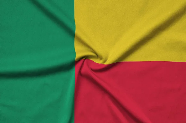 Vlag Van Benin Afgebeeld Een Sport Doek Stof Met Vele — Stockfoto