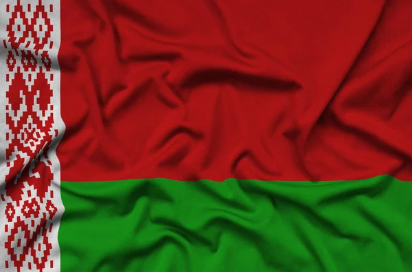 Belarus Flag Depicted Sports Cloth Fabric Many Folds Sport Team — Stock Photo, Image