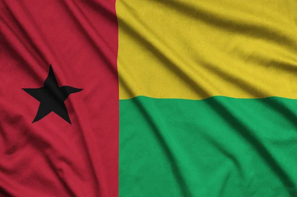 Die Flagge Von Guinea Bissau Ist Auf Einem Sportstoff Mit — Stockfoto
