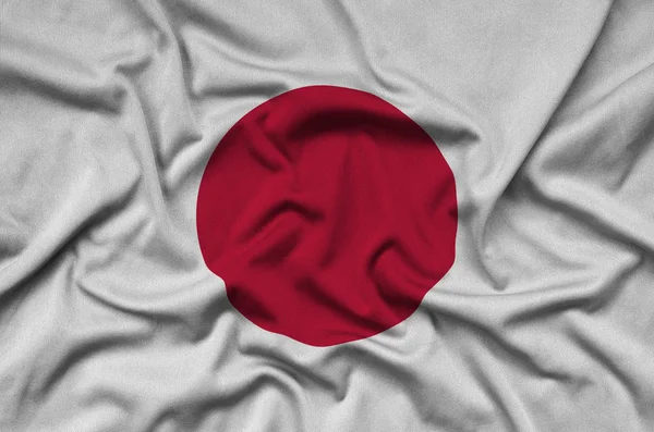 Bandera Japón Representa Tejido Tela Deportiva Con Muchos Pliegues Equipo —  Fotos de Stock