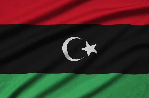 Libya Flag Depicted Sports Cloth Fabric Many Folds Sport Team — Stock Photo, Image