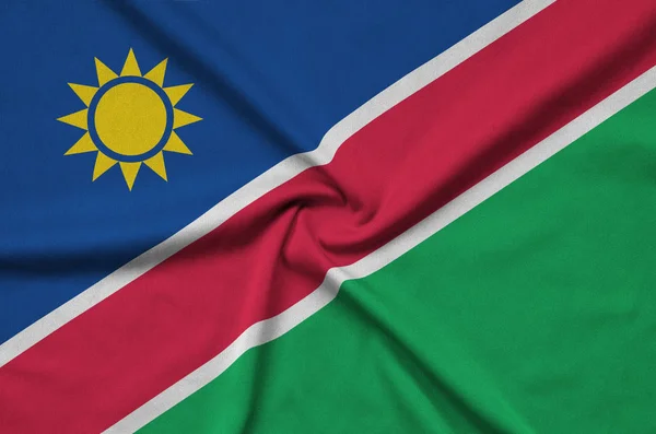 Vlag Van Namibië Afgebeeld Een Sport Doek Stof Met Vele — Stockfoto