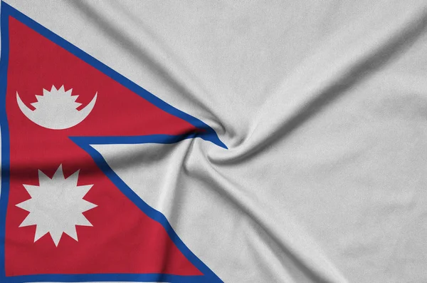 Bandera Nepal Representa Tejido Tela Deportiva Con Muchos Pliegues Equipo —  Fotos de Stock