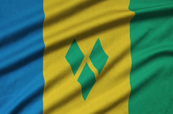 Saint Vincent Grenadines Flag Depicted Sports Cloth Fabric Many Folds — Stock Photo, Image