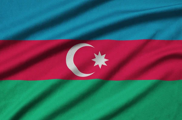 Azerbaijan Flag Depicted Sports Cloth Fabric Many Folds Sport Team — Stock Photo, Image